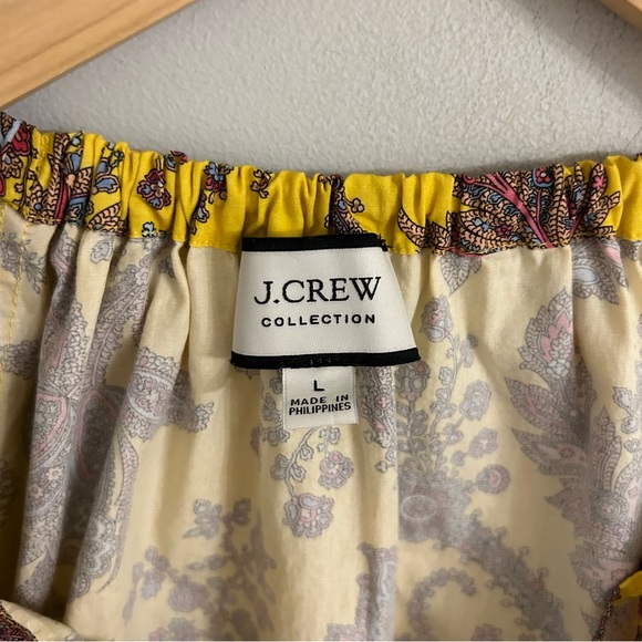 J. Crew Collection Tie-Neck Cotton Poplin Top Ratti Golden Yellow Paisley - Picture 7 of 8